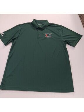 University of Miami Golf Tournament Men's Green Short Sleeve Polo Shirt Size 2XL